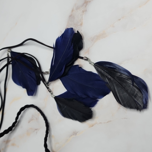 Headband braided with hanging feather new - Picture 3 of 7